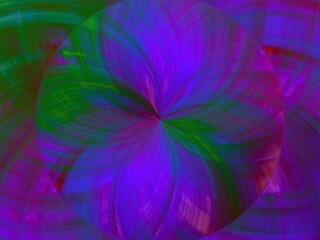 Poster - Background with circle shape, effect of rays in motion, lines curves, waves, bends, lights, blur and depth in vivid colors with violet - abstract graphic. Topics: wallpaper, abstraction, art computer