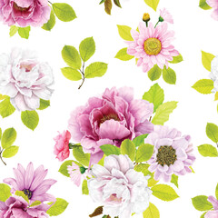 Wall Mural - elegant floral summer seamless pattern illustration