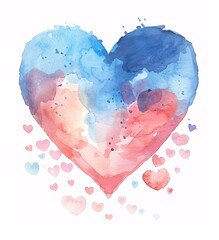 Wall Mural - Watercolor Heart on white background