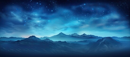 Sticker - A serene view of a dark night sky filled with twinkling stars above a majestic mountain range