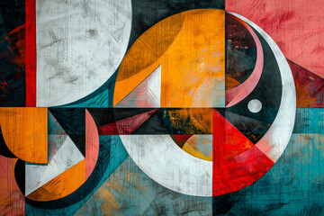 Wall Mural - Colorful geometric abstract fine art painting.