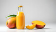 bottle of mango juice isolated on a white background