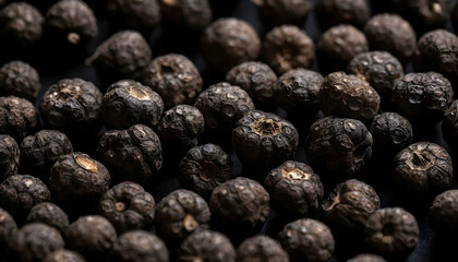 Wall Mural - Close-up image of black pepper on black background