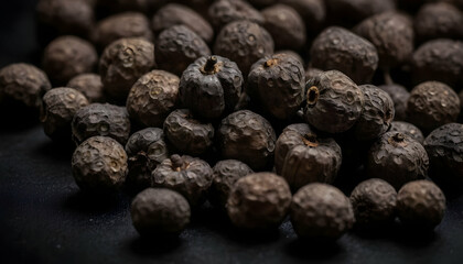 Wall Mural - Close-up image of black pepper on black background