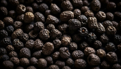 Wall Mural - Close-up image of black pepper on black background