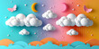 © Irina - background with clouds, 3D toy weather forecast, decoration design for a children's or playroom