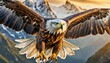 Close up portrait of eagle in the sky