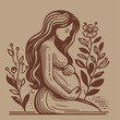 © Rís Visual Studio - Pregnant Woman illustration_Sitting pregnant woman between flowers