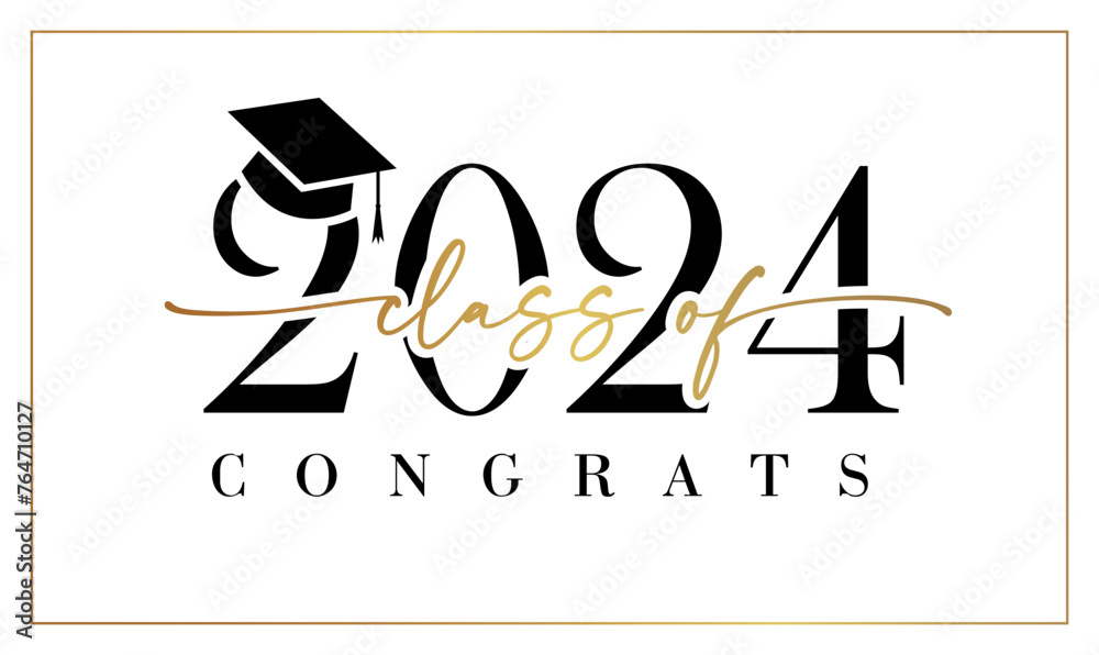Class of 2024 cute graphic logo concept. Congrats graduates banner ...