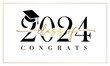 Class of 2024 cute graphic logo concept. Congrats graduates banner. Diploma design. Typographic poster. Retro style number 2 0 2 4 and golden text with white background. School greetings or invitation