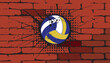volleyball ball breaking the brick wall