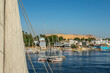 Felucca (traditional egyptian sailing boat) on the Nile river in Aswan, Egypt