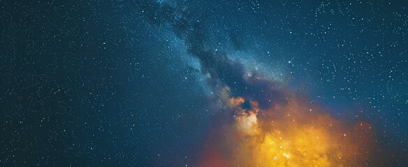 Wall Mural - abstract texture starry night blue sky yellow milky way blending. generative ai