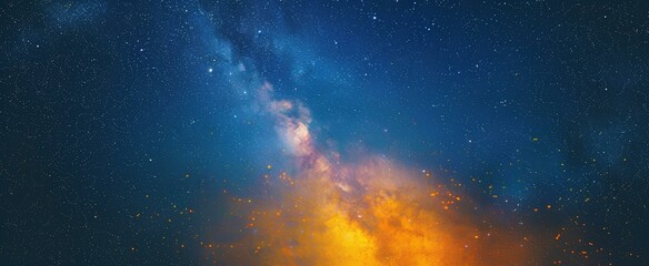 Wall Mural - abstract texture starry night blue sky yellow milky way blending. generative ai
