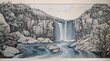 marker drawing animation of waterfall