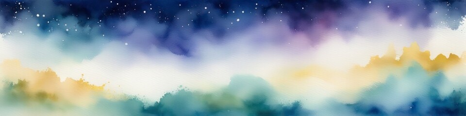 Wall Mural - Watercolor blurred background with purple and turquoise spots on white background. Abstract background for design, place for text.