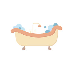 Poster - Bath icon vector. Bathroom cute color concept icon. Simple shower vector. A bathtub in a simple multi-colored style. Interior icon for web design. Bathroom furniture.