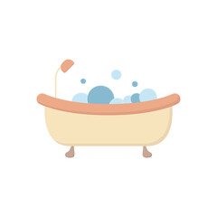 Poster - Bath icon vector. Bathroom cute color concept icon. Simple shower vector. A bathtub in a simple multi-colored style. Interior icon for web design. Bathroom furniture.