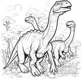 Fototapeta Dinusie - Mesozoic Masterpieces Vector Graphics for Dinosaur Coloring Pages Lineart T Rex Trails Vector Logo with Intricate Dinosaur Coloring Pages Lineart