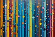 a colorful line of dots on the wall, in the style of color stripes