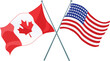 American-Canadian cooperation. Flags of neighboring countries