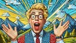 © Visual Vibes - A man with an enthusiastic facial expression pop art