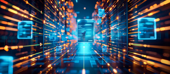 digital document management system, organize documents, data cyber security, file Integrated, abstract digital futuristic concept background