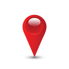 Red pin map location on white