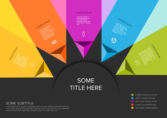 Poster - vector dark multipurpose infographic template with five triangle arrows elements