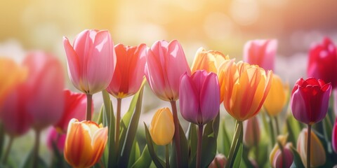  blooming tulip field Generative AI
