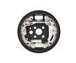 Drum brake with the drum removed isolated front view. System of drum brake. Automotive braking system.