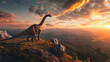 Dinosaur on natural background. 