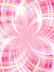 Poster - Background with effect of rays in motion, lines curves, bends, lights, depth in red, pink, yellow and white colors - abstract graphic. Topics: wallpaper, card, abstraction, pattern, art computer