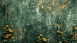 A minimalist abstract art background. Bringing ancient ways back to life, nostalgia, and a golden touch. Oil on canvas. Modern art. Plants, flowers, gray, green, wallpaper, cards, posters, murals,