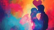 creative romantic day concept for couple with colorful background