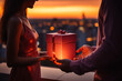 A partner surprising their significant other with a small gift box that hints at an engagement ring inside сreated with Generative Ai