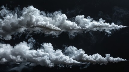 Aufkleber - The sets of fog, white clouds, or haze on black backgrounds are suitable for designs