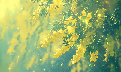  yellow flowers background-generative aI