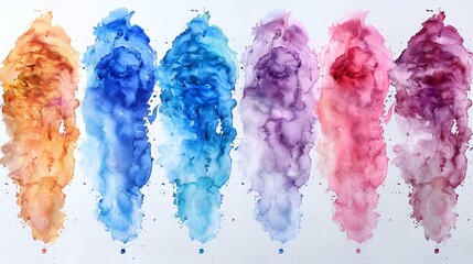 Aufkleber - Isolated watercolor blots on white background. Divorces, bright colors. Modern watercolor.