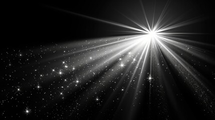 Poster - Sparkles and a star burst. Sun in the sky.