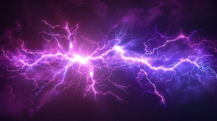 Poster - A flash of lightning and thunder spark on a transparent background. Modern lightning, electricity blast, or thunderbolt in the sky. Natural phenomenon of nerve cells or neural systems.