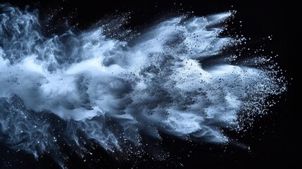 Sticker - A white powder explosion is isolated on a black background