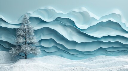 Poster - This is a 3D banner with a minimalist Christmas tree for the New Year.