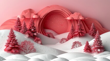 Poster - Greeting festival on paper cut art and craft with color background and festive elements, for Merry Christmas and happy new year.