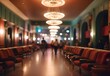 Blurred image of an indie film theater lobby, generative AI