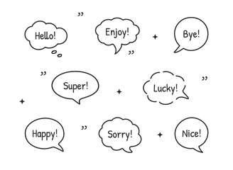 Wall Mural - hand-drawn doodle speech bubble frames. set of the vector text boxes isolated on a white background.