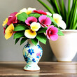 Delicate beauty of a floral arrangement in a vintage ceramic vase.