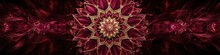 an awe-inspiring mandala against a deep maroon background, showcasing the mesmerizing details and flawless geometry.
