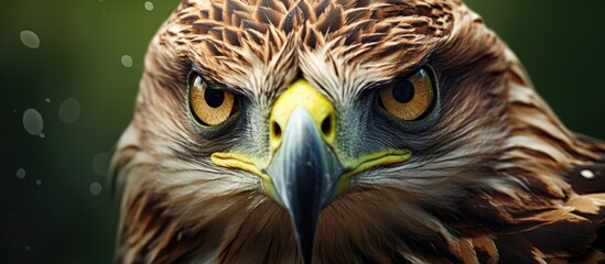 Wall Mural - Detailed view of a bird's face showing vibrant and multicolored feathers, showcasing its intricate beauty and natural features