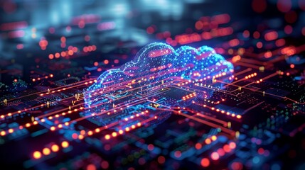 Leinwandbilder - Using cloud technology for a digital transfer of information and data. Receive with FTP(File Transfer Protocol) files and make a backup copy on your computer. Share files isometrically using file